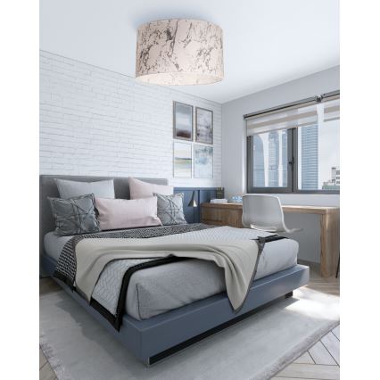 Duolla - Stropní svítidlo MARBLE 1xE27/40W/230V pr. 45 cm bílá/šedá