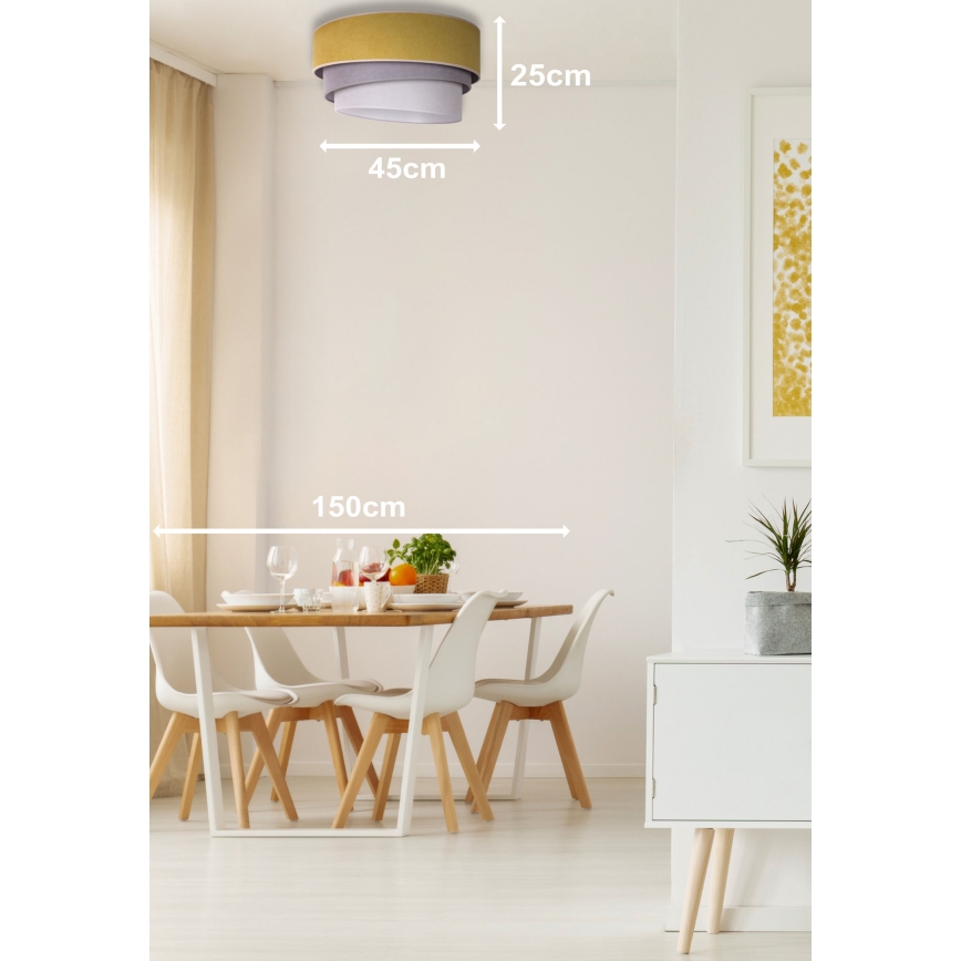 Duolla - Stropní svítidlo TRIO 1xE27/15W/230V pr. 45 cm žlutá/šedá/bílá