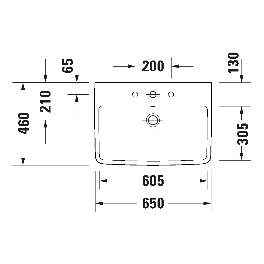 Duravit 23756500002 - Závěsné umyvadlo D-NEO 65x46 cm keramika/lesklá bílá