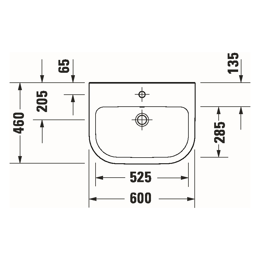 Duravit 23986000002 - Závěsné umyvadlo D-CODE 60x46 cm keramika/lesklá bílá