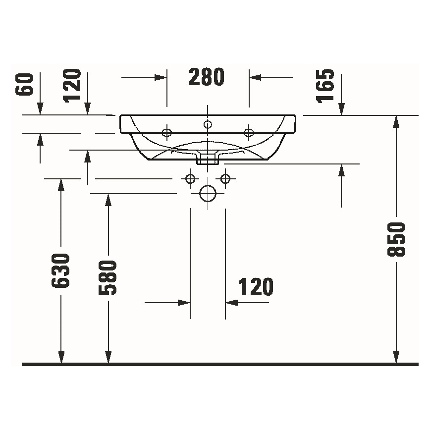 Duravit 23986000002 - Závěsné umyvadlo D-CODE 60x46 cm keramika/lesklá bílá