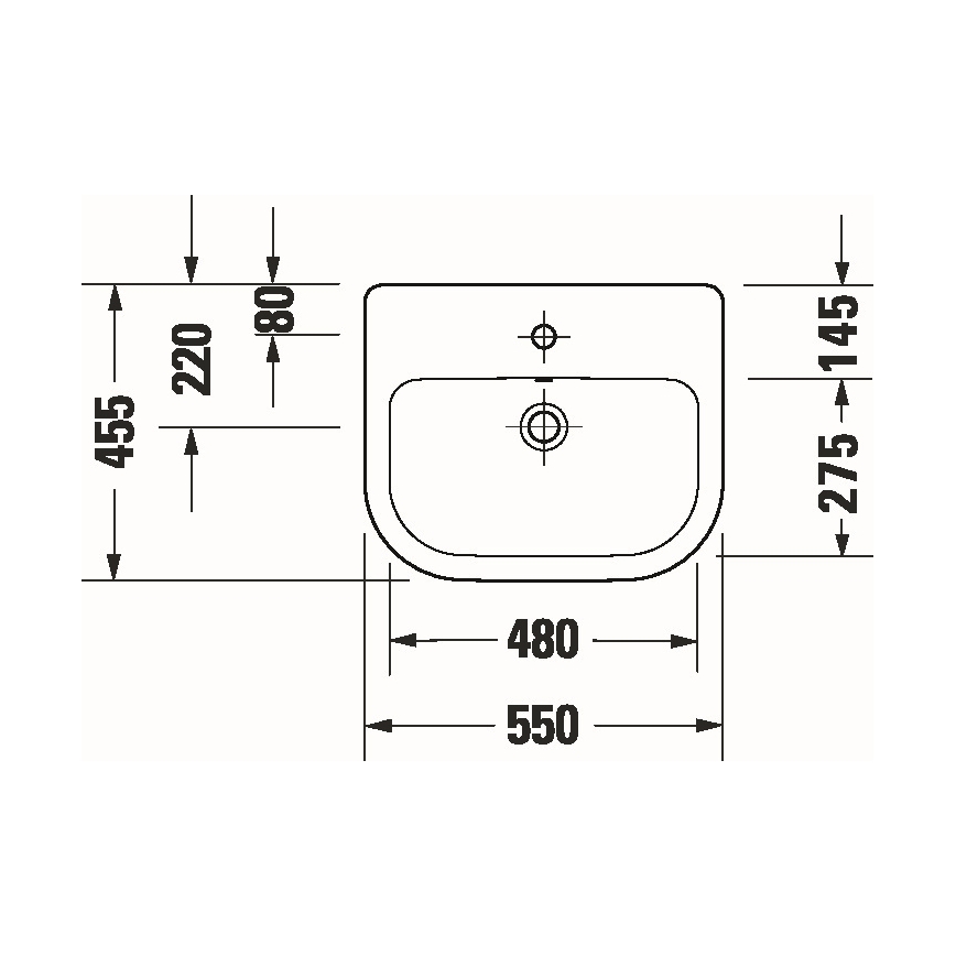 Duravit 24035500002 - Zápustné umyvadlo D-CODE 55x45,5 cm keramika/lesklá bílá