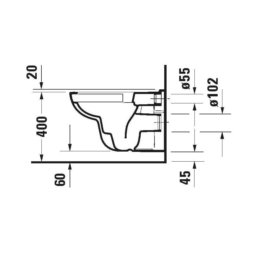Duravit 25700920002 - Závěsné Rimless WC D-CODE keramika/lesklá bílá