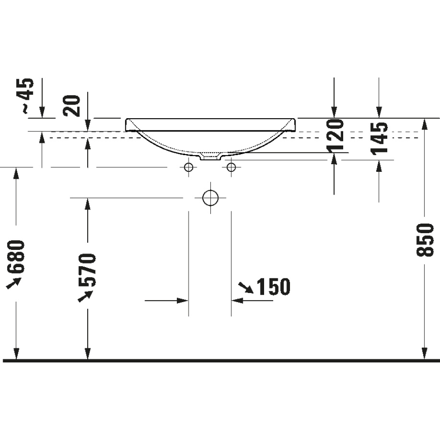 Duravit 358600079 - Zápustné umyvadlo D-NEO 60x44 cm keramika/lesklá bílá