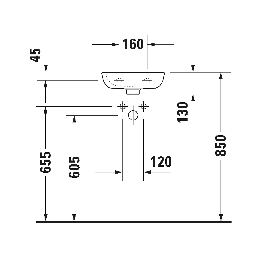 Duravit 7053600082 - Závěsné umyvadlo D-CODE 36x27 cm keramika/lesklá bílá