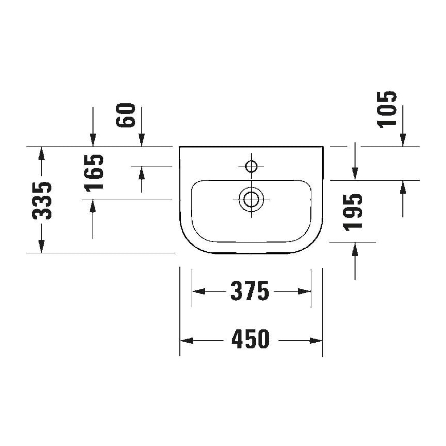 Duravit 7484500002 - Závěsné umyvadlo D-CODE 45x33,5 cm keramika/lesklá bílá