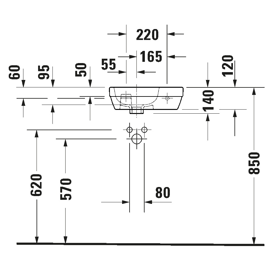 Duravit 7494000412 - Závěsné umyvadlo D-CODE 40x22 cm keramika/lesklá bílá