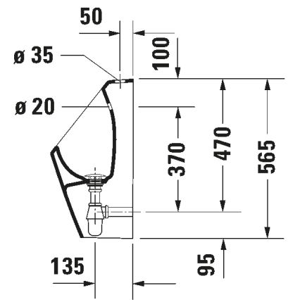 Duravit 828300000 - Pisoár Rimless D-CODE horní přívod, zadní odpad keramika/lesklá bílá