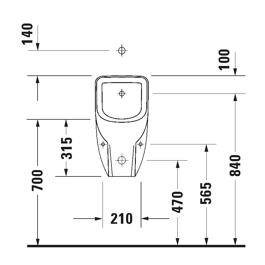 Duravit 828300000 - Pisoár Rimless D-CODE horní přívod, zadní odpad keramika/lesklá bílá