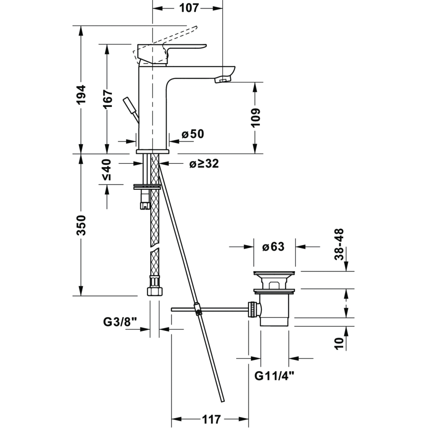 Duravit DC1023001046 - Umyvadlová baterie + výpusť D-CODE matná černá