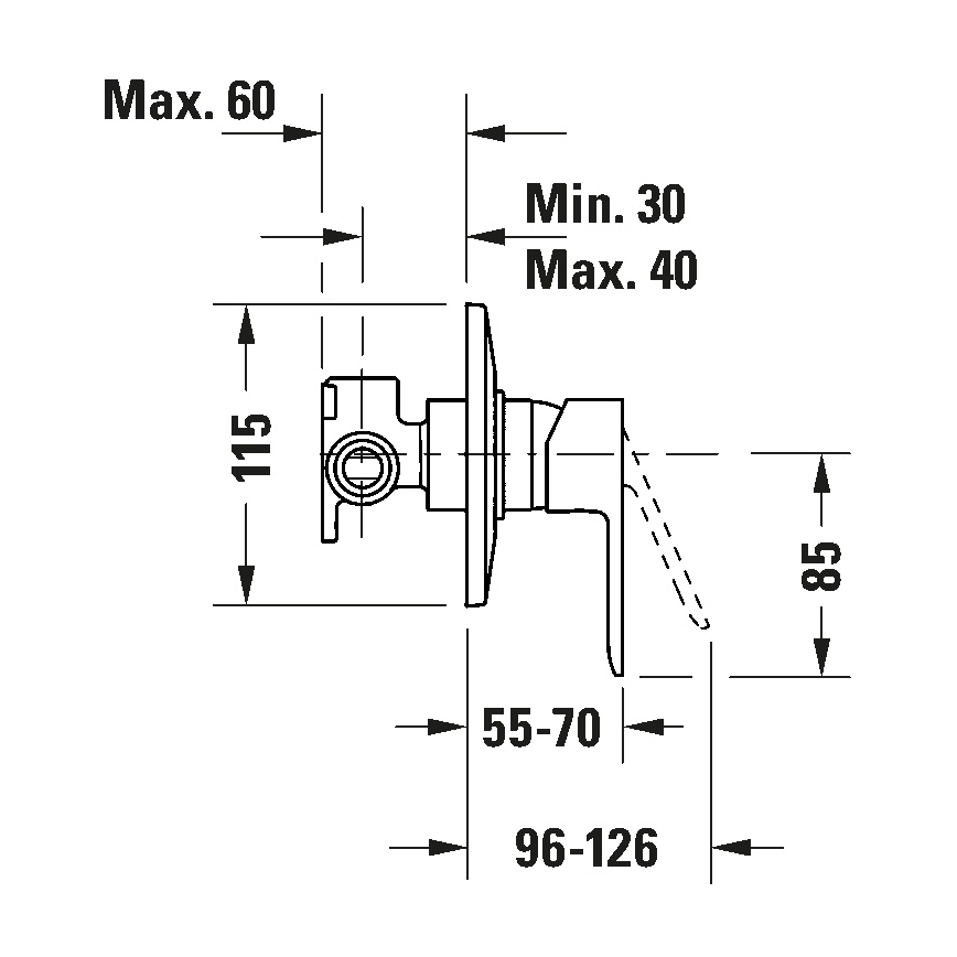 Duravit DC4210007046 - Sprchová baterie pro podomítkovou instalaci D-CODE matná černá