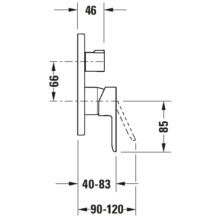Duravit DC5210012010 - Vanová baterie pro podomítkovou instalaci D-CODE lesklý chrom