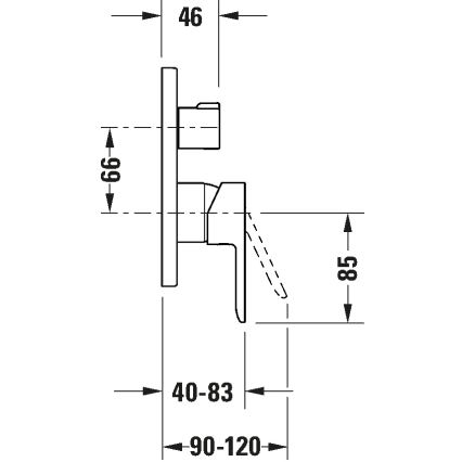 Duravit DC5210018010 - Vanová baterie pro podomítkovou instalaci D-CODE lesklý chrom