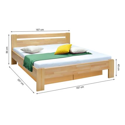 Dvojlůžková postel s roštem a úložným prostorem z masivu AMARA 180x200 cm buk