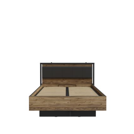 Dvojlůžková postel s úložným prostorem OREN 140x200 cm hnědá/černá
