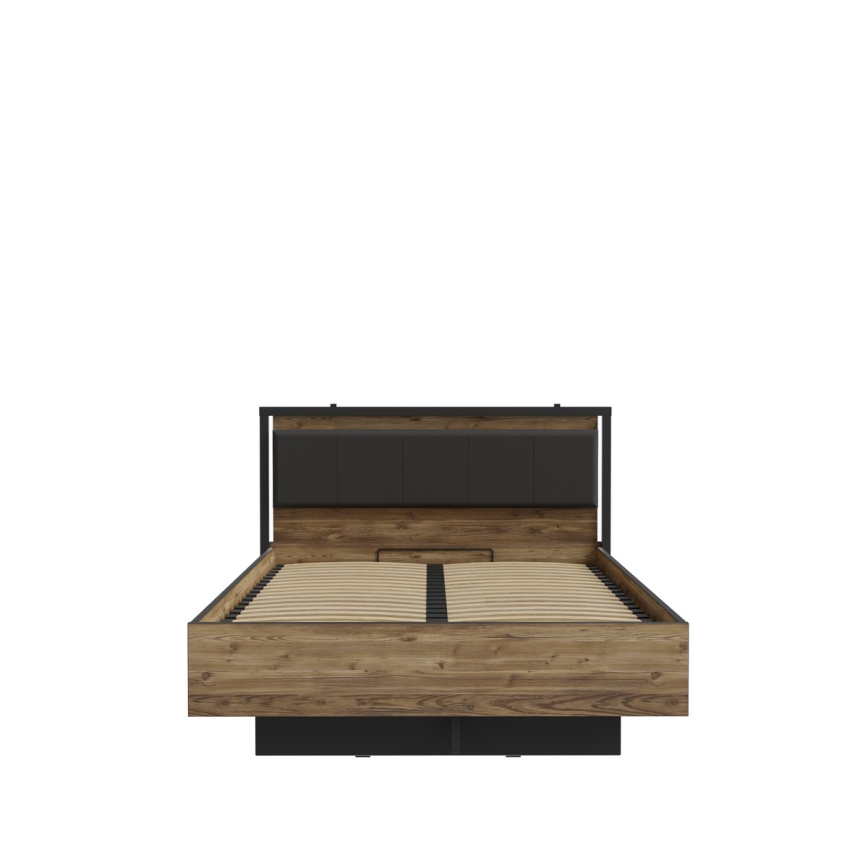 Dvojlůžková postel s úložným prostorem OREN 140x200 cm hnědá/černá