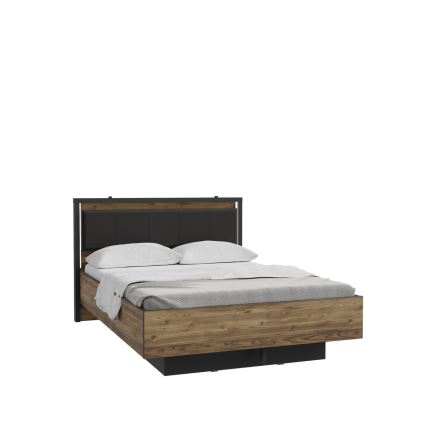 Dvojlůžková postel s úložným prostorem OREN 140x200 cm hnědá/černá