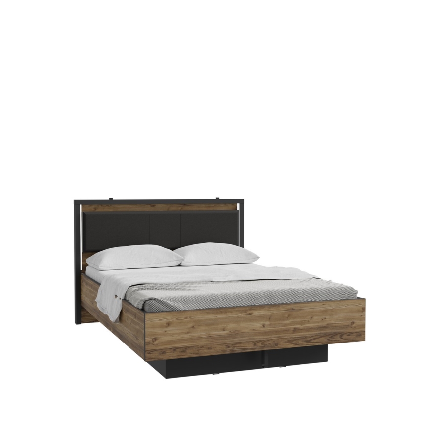 Dvojlůžková postel s úložným prostorem OREN 140x200 cm hnědá/černá