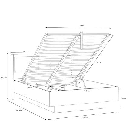 Dvojlůžková postel s úložným prostorem OREN 140x200 cm hnědá/černá