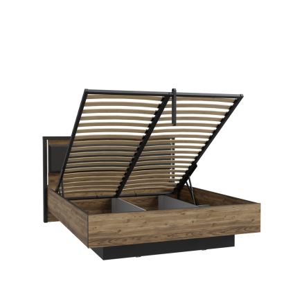 Dvojlůžková postel s úložným prostorem OREN 160x200 cm hnědá/černá