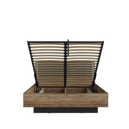Dvojlůžková postel s úložným prostorem OREN 160x200 cm hnědá/černá