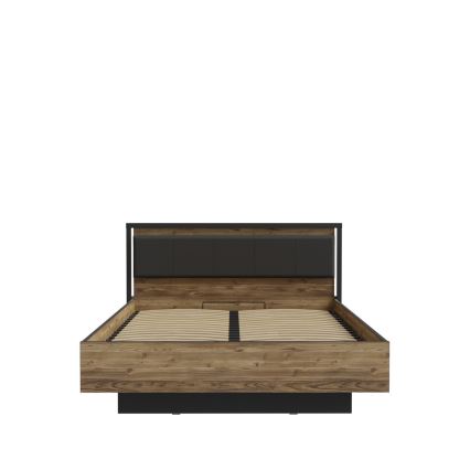 Dvojlůžková postel s úložným prostorem OREN 160x200 cm hnědá/černá