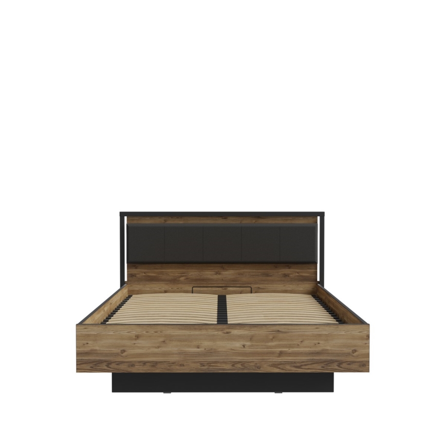 Dvojlůžková postel s úložným prostorem OREN 160x200 cm hnědá/černá