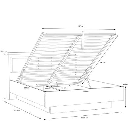 Dvojlůžková postel s úložným prostorem OREN 160x200 cm hnědá/černá