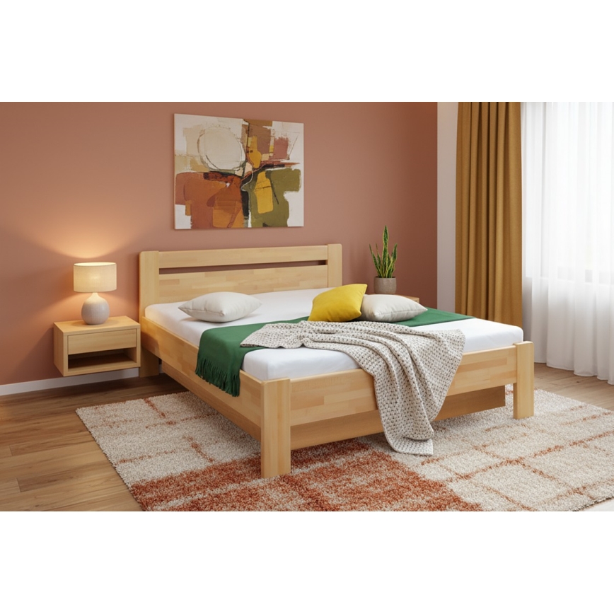 Dvoulůžková postel s roštem a úložným prostorem z masivu AMARA 180x200 cm buk