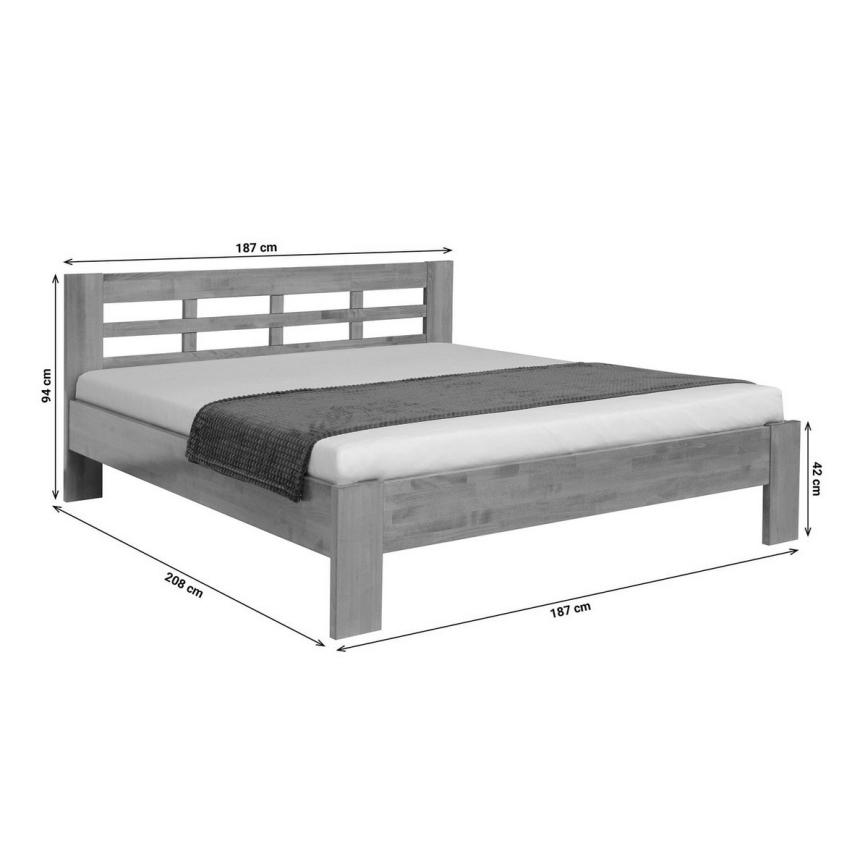 Dvoulůžková postel z masivu ANGELA 180x200 cm ořech světlý