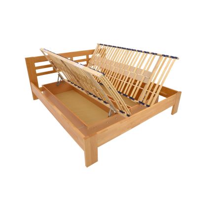 Dvoulůžková postel z masivu s úložným prostorem ANGELA 180x200 cm ořech světlý