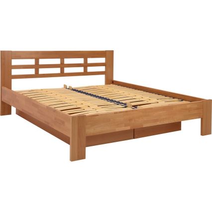 Dvoulůžková postel z masivu s úložným prostorem ANGELA 180x200 cm švestka