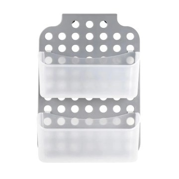 Dvoupatrová závěsná police do sprchy 12x35,5 cm šedá/bílá