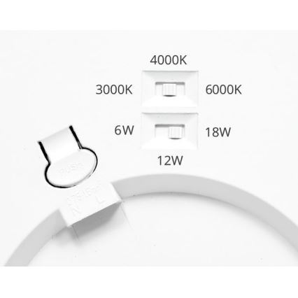 LED Stmívatelné podhledové svítidlo se senzorem LEXA LED/6/12/18W/230V 3000/4000/6000K pr. 22,5 cm bílá