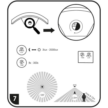 Ecolite Z1107/PIR-CR - LED Venkovní nástěnné svítidlo se senzorem STYL LED/8W/230V IP44