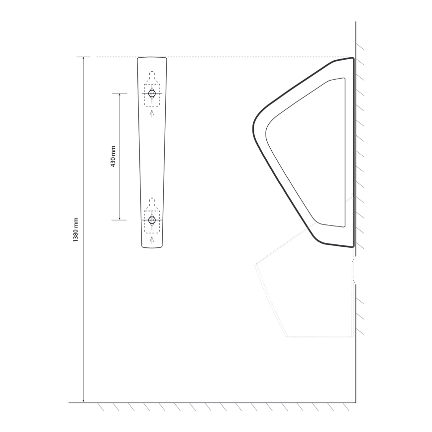 EcoStep 33001 - Pisoárová dělicí stěna 57,5x36 cm keramika/bílá