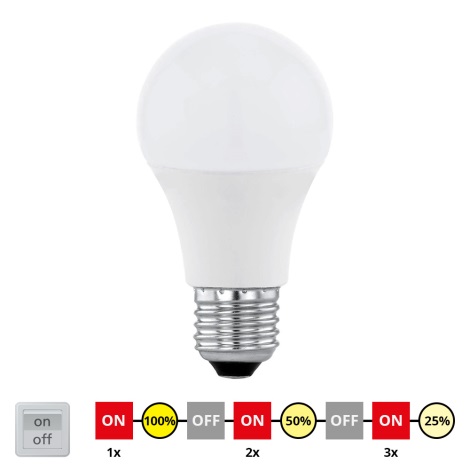 EGLO 11561 - LED Stmívatelná žárovka E27/10W/230V - STEPDIMMING teplá bílá