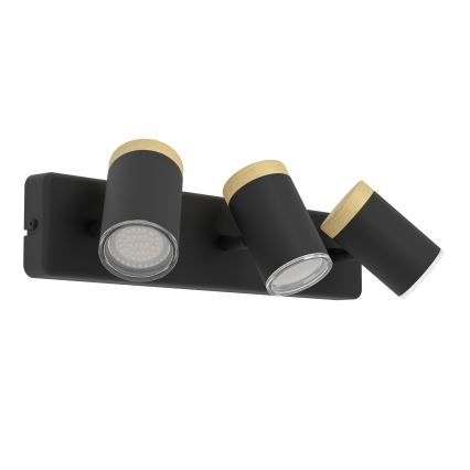 Eglo - Koupelnové bodové svítidlo 3xGU10/3W/230V IP44 černá/béžová