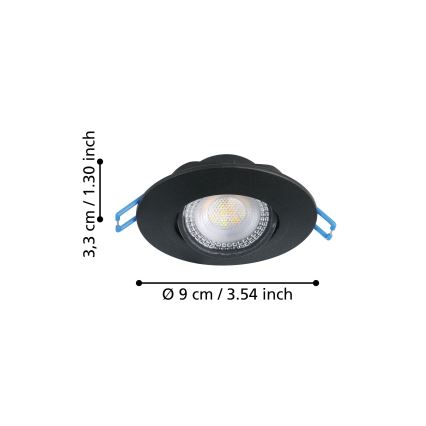 Eglo - SADA 3xLED Podhledové svítidlo LED/4,9W/230V 2700/4000/6500K pr. 9 cm černá