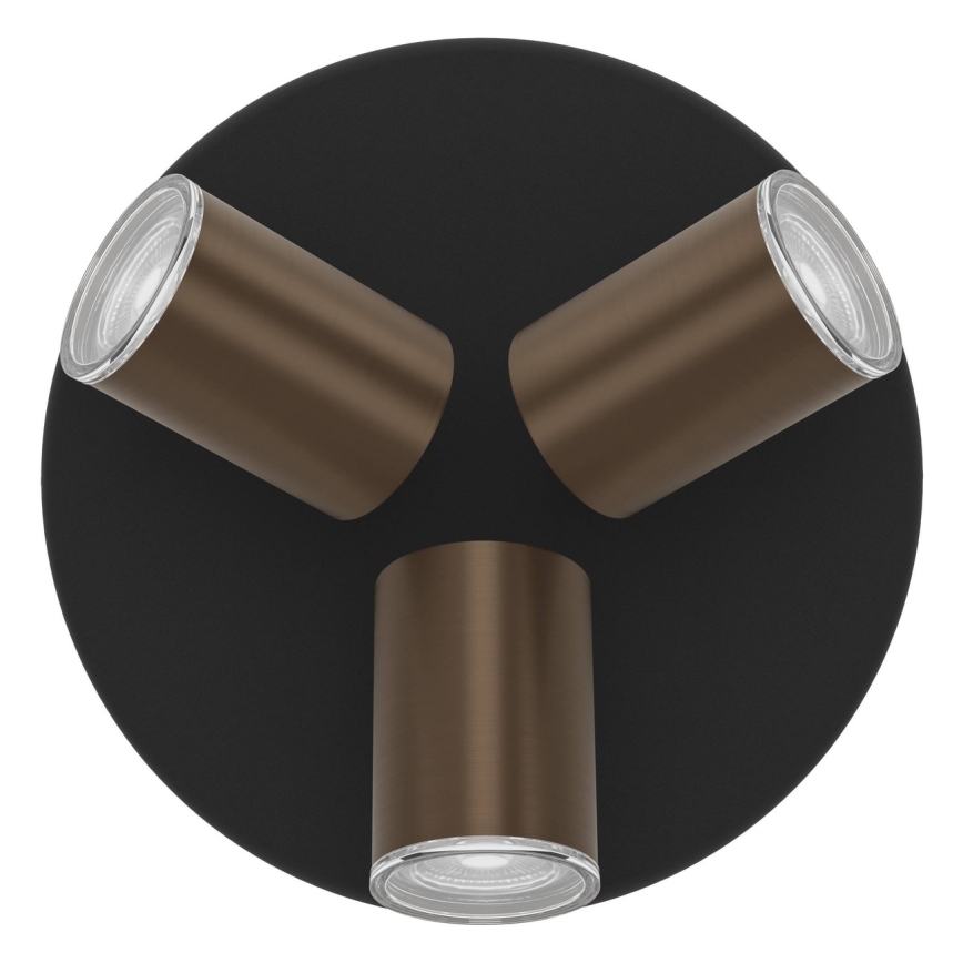 Eglo - Koupelnové bodové svítidlo 3xGU10/5W/230V IP44 černá/hnědá