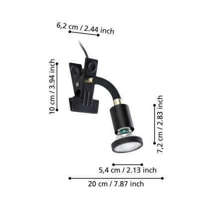 Eglo - LED Lampa s klipem 1xGU10/4,5W/230V černá