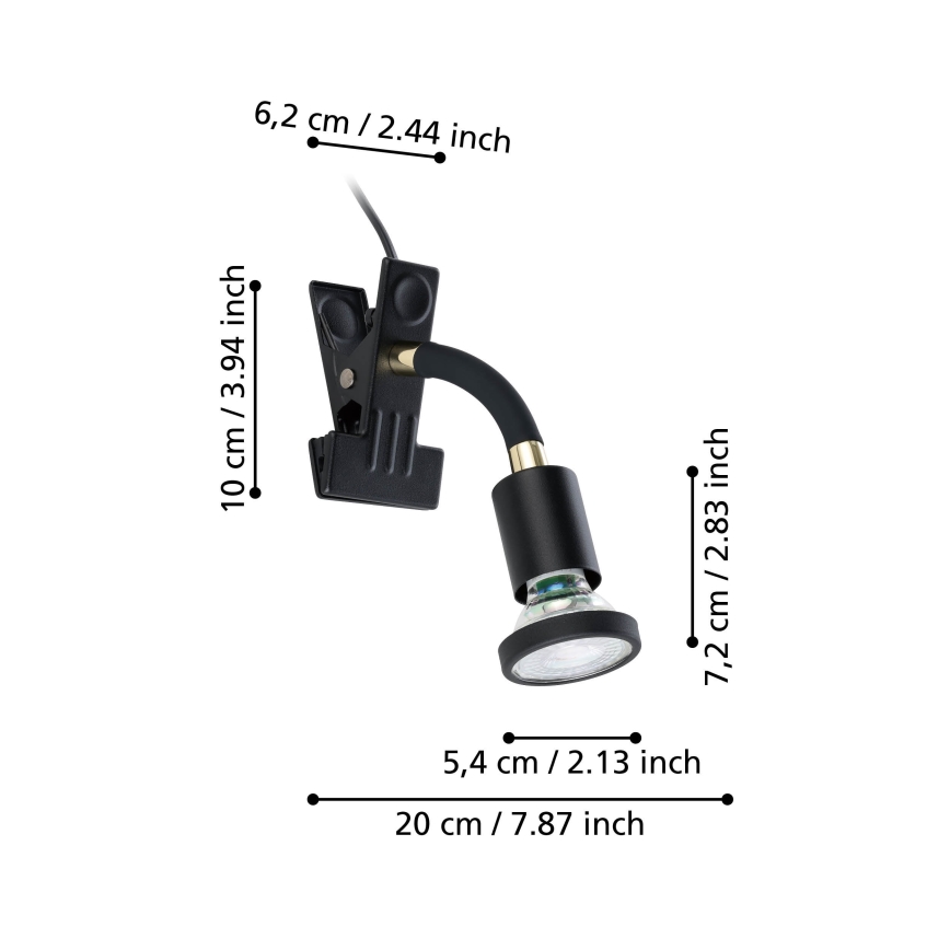 Eglo - LED Lampa s klipem 1xGU10/4,5W/230V černá