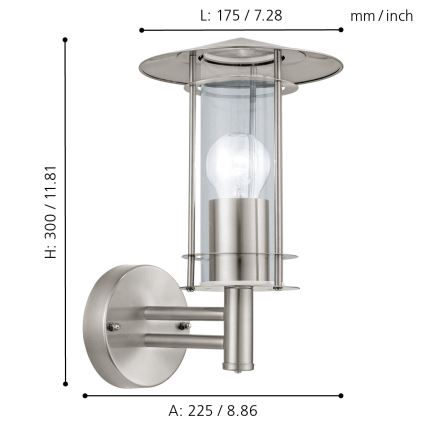 Eglo 30184 - Venkovní lampa LISIO 1xE27/60W/230V IP44