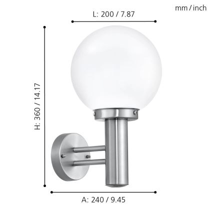 Eglo 30205 - Venkovní lampa NISIA E27/60W/230V IP44