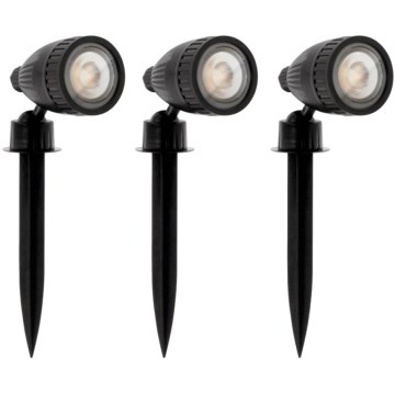 Eglo 31028 - SADA 3x LED RGBW Venkovní lampa NEMA-C 1xGU10/5W/230V 2700-6500K IP44 černá + dálkové ovládání