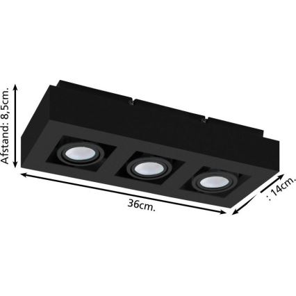 Eglo 31064 - LED Bodové svítidlo MENDOZA 3xLED/4,7W/230V 3000K černá