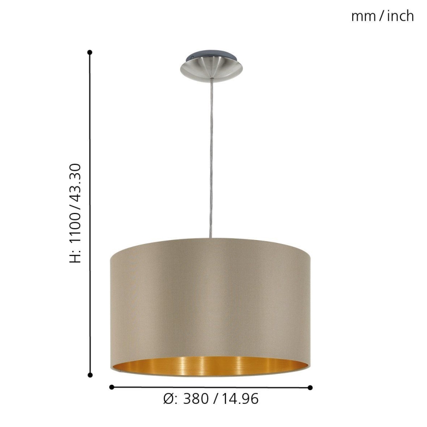 Eglo - Lustr na lanku 1xE27/60W/230V taupe