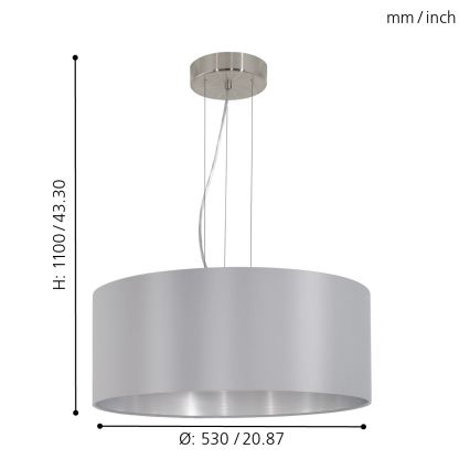 Eglo - Lustr na lanku 3xE27/60W/230V