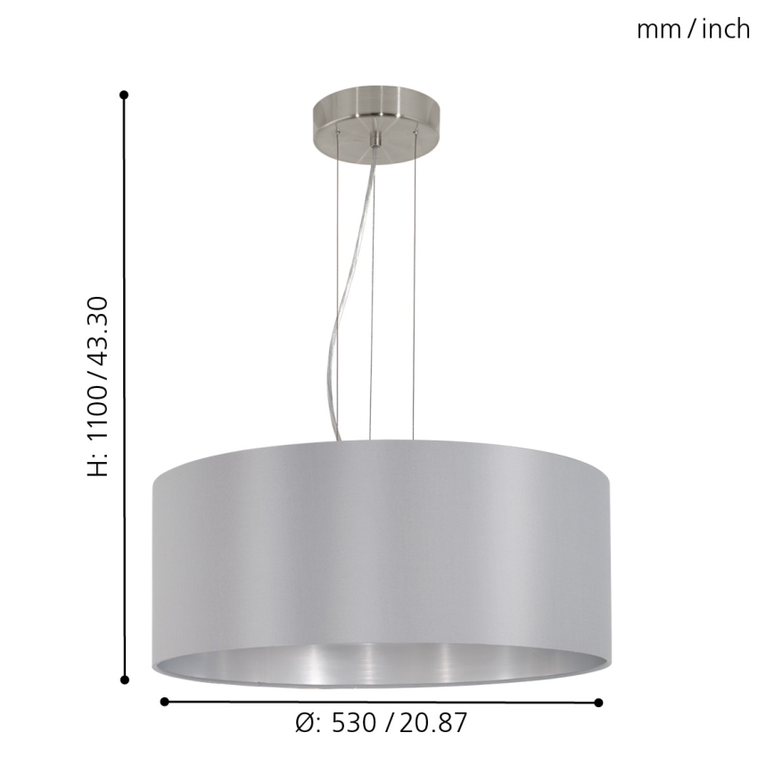 Eglo - Lustr na lanku 3xE27/60W/230V