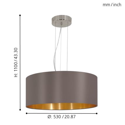 Eglo 31608 - Lustr na lanku MASERLO 3xE27/60W/230V